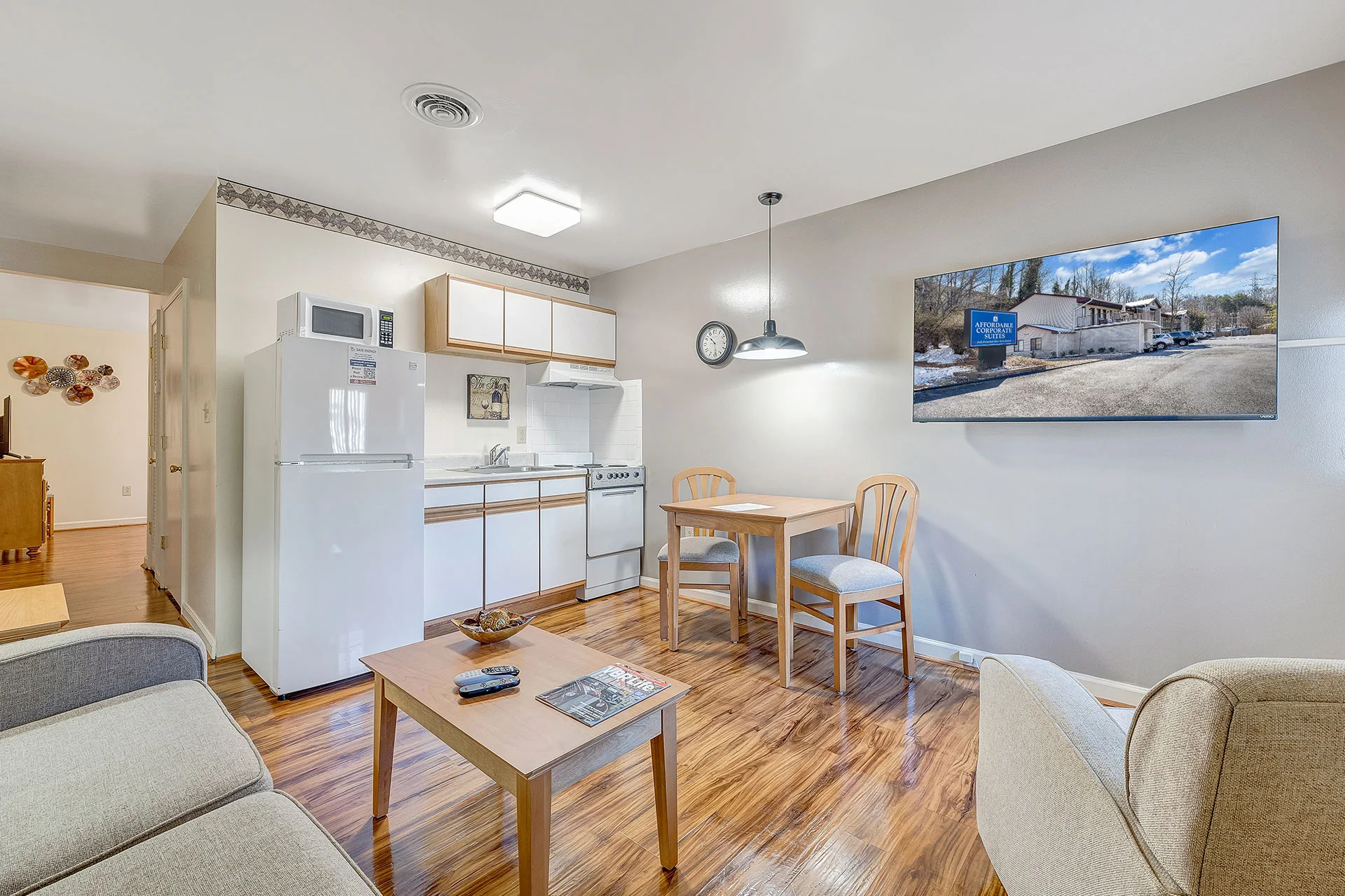 Living room and kitchen